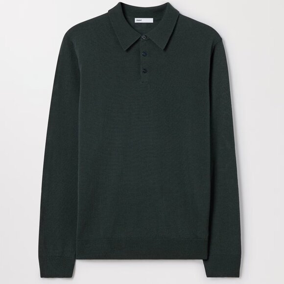 Dark Green Merino Wool Polo - Picture 1 of 4